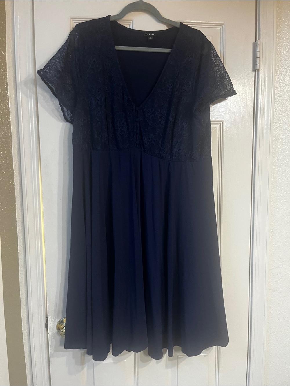 torrid Navy Floral Lace-Trim Top